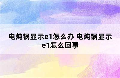 电炖锅显示e1怎么办 电炖锅显示e1怎么回事